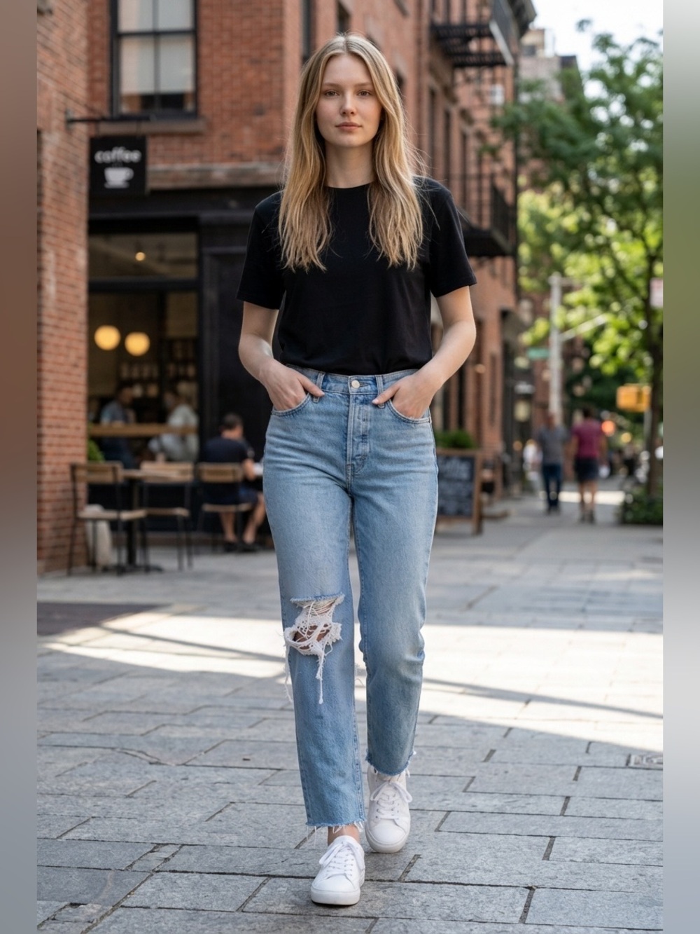 Madewell The Perfect Vintage Straight Jean in Kingsbury Wash: Knee-Rip Edition